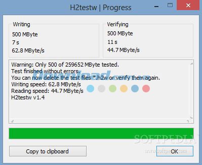Kết quả cuối cùng H2testw cho ra