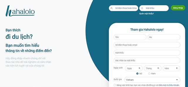 Đăng nhập tài khoản Hahalolo