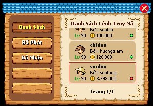 Giao diện truy nã