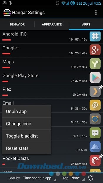 Thiết lập ứng dụng trên Hangar