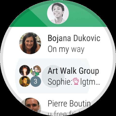Giao diện Hangouts trên đồng hồ Android Wear