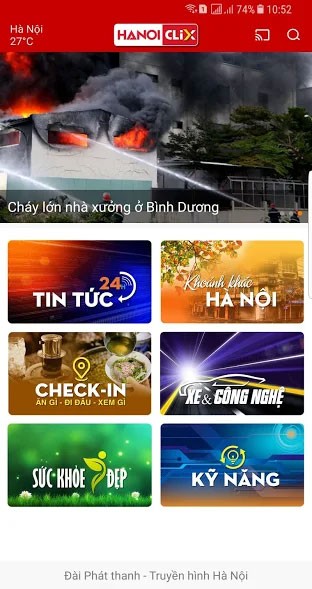 Giao diện chính ứng dụng HanoiClix