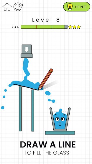 Vẽ để nước được đổ đầy vào ly