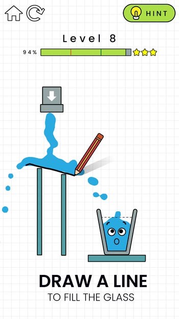 Vẽ đường thẳng hoặc hình dạng bất kỳ để đổ đầy nước vào cốc