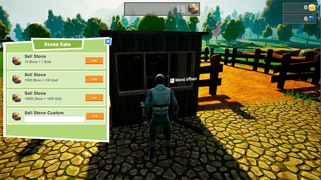 Mua bán trao đổi hàng hóa cùng thương gia để làm giàu trong Happy Mining