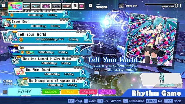 Khám phá 170 bài hát và tạo playlist tùy chỉnh trong Hatsune Miku: Project DIVA Mega Mix+ game
