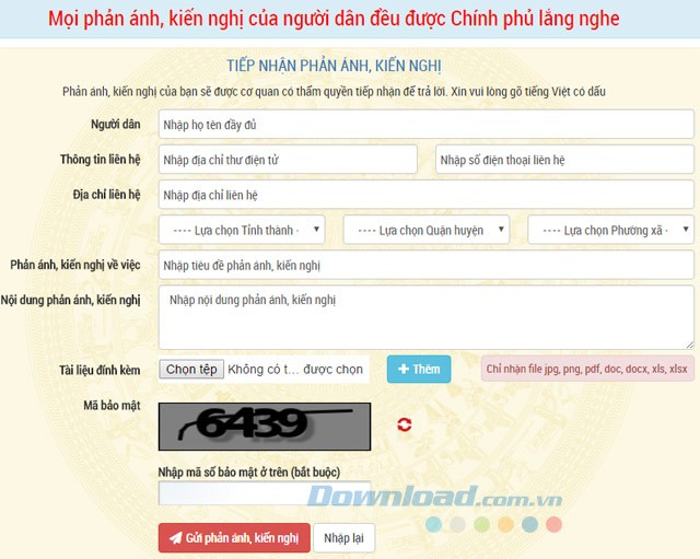 Gửi ý kiến phản ánh, kiến nghị