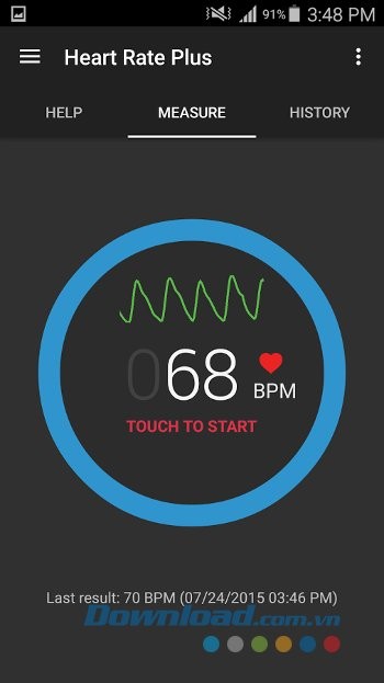 Giao diện ứng dụng Heart Rate Plus