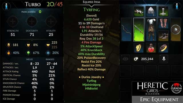 Heretic Gods sẽ hiển thị chi tiết thông tin về kỹ năng chiến đấu của các anh hùng