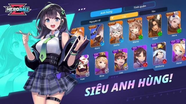 Tập hợp các siêu anh hùng và đưa họ vào trận đánh chiến thuật nhàn rỗi trong game Hero Ball Z