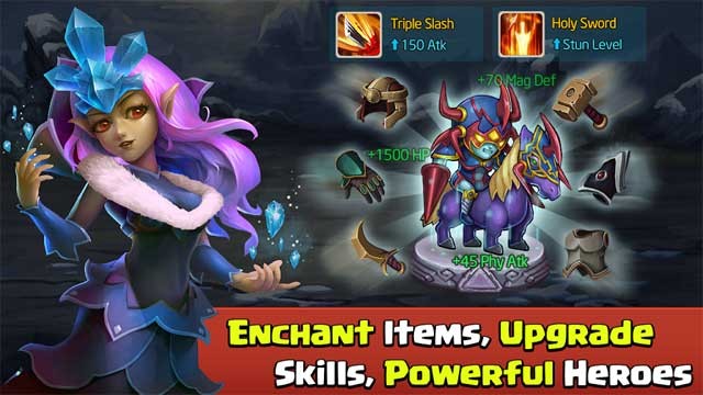 Nâng cấp vũ khí và kỹ năng cho các anh hùng trong Heroes Legend for Android
