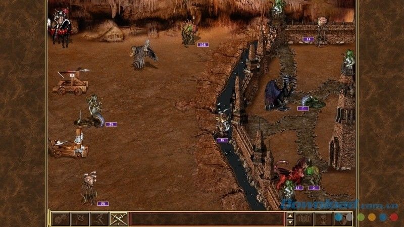 Giao diện chiến đấu chính trong game chiến thuật Heroes of Might & Magic III - HD Edition cho máy tính