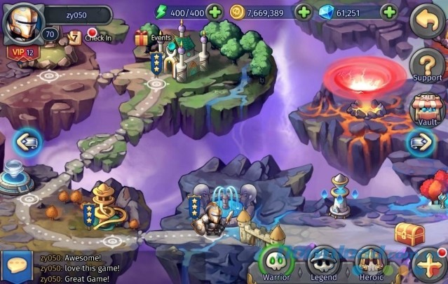 Giao diện chính của game chiến thuật miễn phí Heroes Tactics cho máy tính