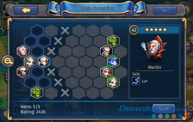 Sắp xếp đội hình trong game chiến thuật miễn phí Heroes Tactics cho máy tính