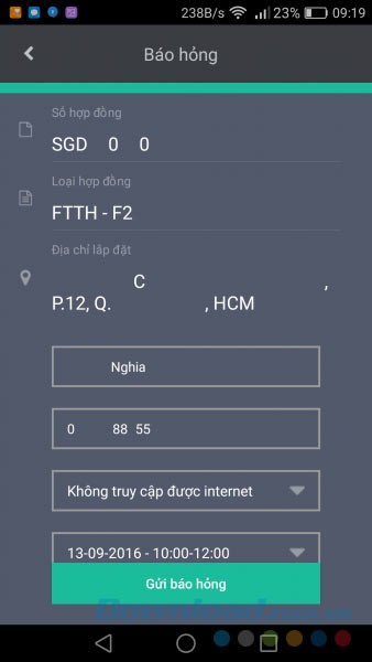 Báo hỏng dịch vụ