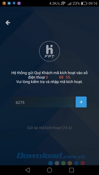 Nhập mã xác nhận