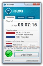Hideman 3.3: Thay đổi IP dễ dàng chỉ với 1 click