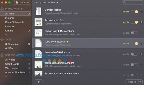 Giao diện chính của Hider 2