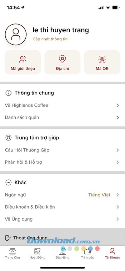 Highlands Coffee cho iOS