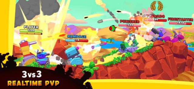 Tham gia các trận đấu tăng 3vs3 khốc liệt trong game Hills of Steel 2