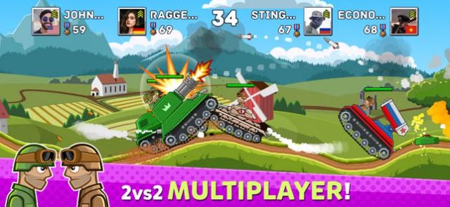 Tham gia các trận đấu tăng 2vs2 sôi động trong game Hills of Steel
