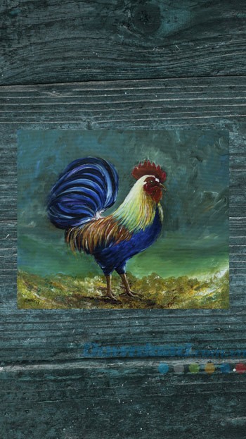 Tranh Gà sơn dầu độc đáo