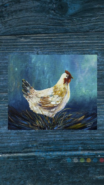 Tranh Gà sơn dầu