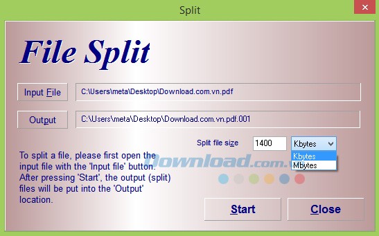 Chia file với HJ-Split