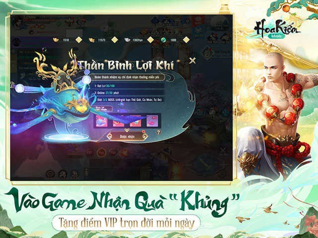 Tặng điểm VIP trọn đời mỗi ngày, khi bắt đầu tham gia vào trò chơi