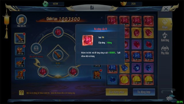 Mở thêm cấp độ Đá khảm