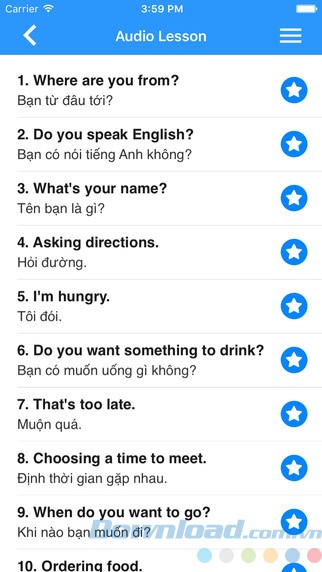 Giao diện chính của ứng dụng Học tiếng Anh giao tiếp TFLAT