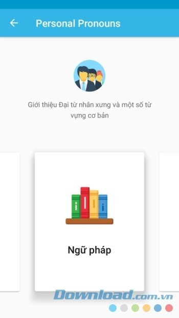 Phần ngữ pháp trong ứng dụng Học tiếng Anh miễn phí