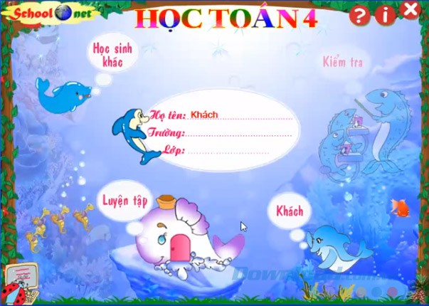 Giao diện chính Học Toán 4