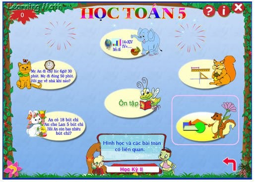 Chế độ làm việc trong phần mềm Học toán 5