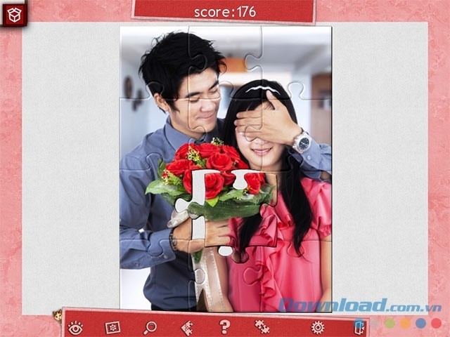 Ghép thành nhiều hình ảnh lãng mạn lấy chủ đề ngày lễ tình nhân trong game ghép hình Holiday Jigsaw Valentine's Day 4 cho máy tính