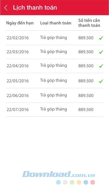 Lịch thanh toán