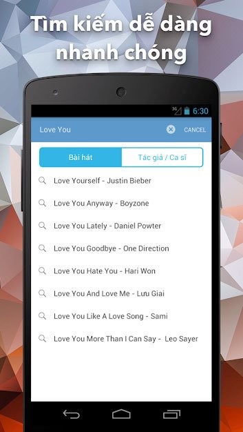 Tìm kiếm bài hát nhanh chóng