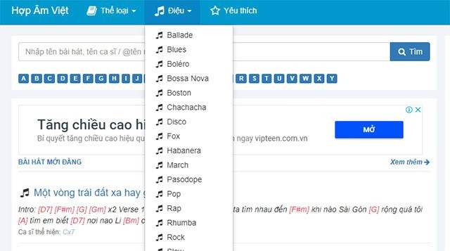 Kho hợp âm nhạc Việt - tìm kiếm theo giai điệu