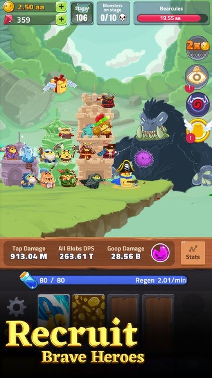 Tuyển dụng các anh hùng mạnh mẽ trong game clicker Hopeless Heroes