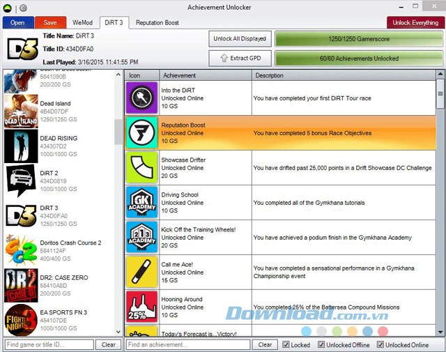 Mở khóa thành tích trong game