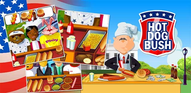 Cùng cựu tổng thống Bush bán bánh mỳ kẹp thịt trong game Hot Dog Bush