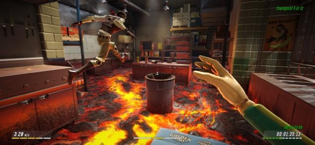 Nhảy Parkour trên sàn nhà đầy dung nham nóng bỏng trong game Hot Lava