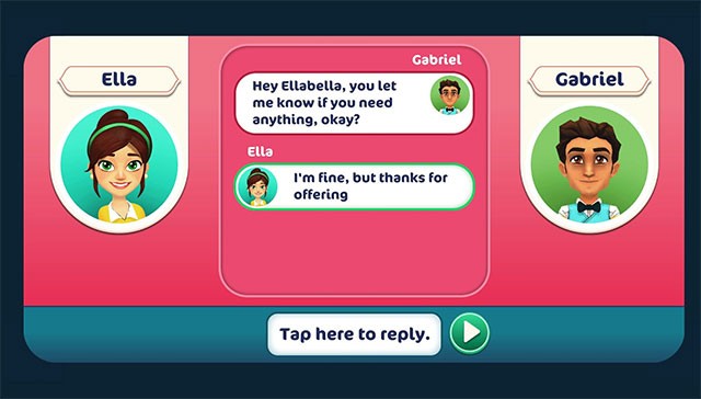 Tương tác với các nhân vật trong game Hotel Ever After - Ella's Wish và đưa ra lựa chọn