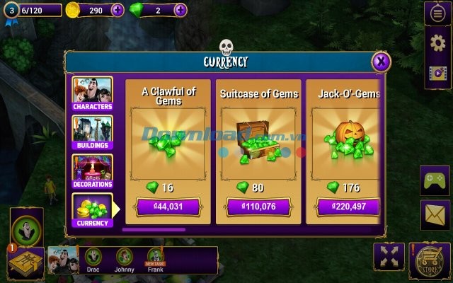 Các loại tiền tệ trong game Hotel Transylvania 2