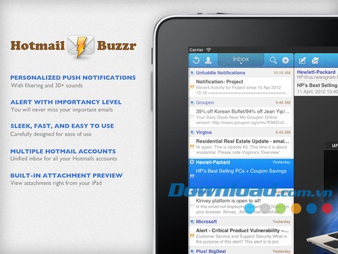 Hotmail Buzzr HD for iPad