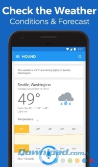Hound cho Android dự báo thời tiết