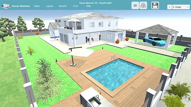 Thư viện đồ nội ngoại thất phong phú để lựa chọn từ House Sketcher 3D app