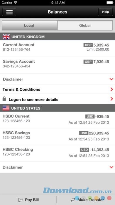 Quản lý tài khoản HSBC chi tiết