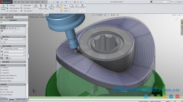 Sử dụng ứng dụng thiết kế cho máy tính HSMWorks kết hợp với SOLIDWORKS
