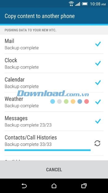 HTC Transfer Tool hỗ trợ chuyển nhiều kiểu dữ liệu